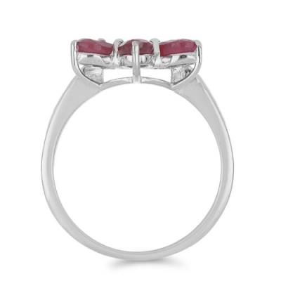 BUY 925 SILVER INDIAN RUBY GEMSTONE CLUSTER RING 